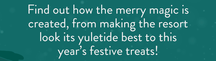 Find out how the merry magic is created, from making the resort look its yuletide best to this year’s festive treats! 