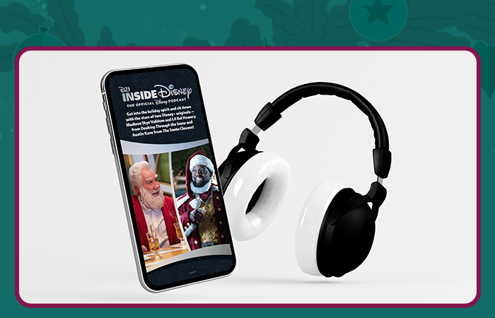 Inside Disney Podcast on mobile phone next to headphones