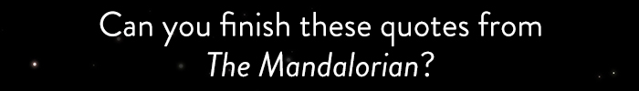 Can you finish these quotes from
                            The Mandalorian?