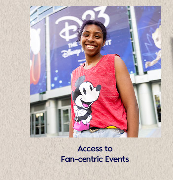 Access to Fan-centric Events. Above a fan smiling.