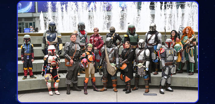 An mage from previous D23 Expo of D23 FANS in their respective cosplay costumes.