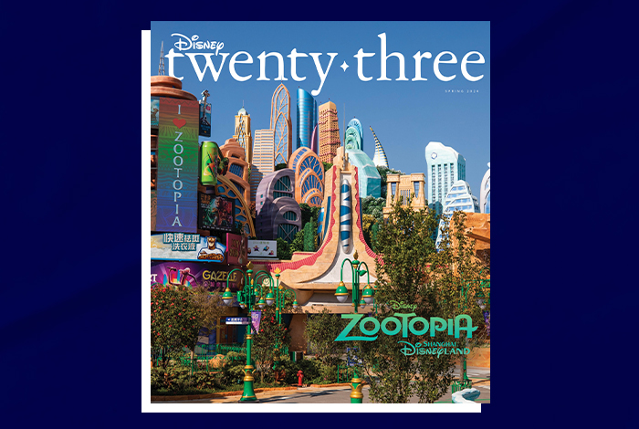 The Spring 2024 issue of Disney twenty-three features a photo of Zootopia Land from Shanghai Disneyland.