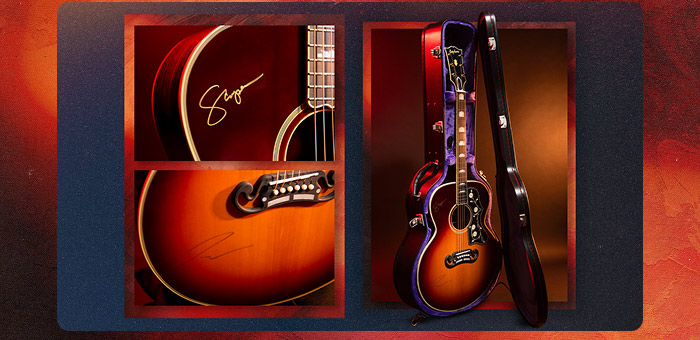 An Epiphone guitar signed by star Jeremy Allen White and director Scott Cooper.