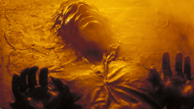 Image of Han Solo frozen in carbonite