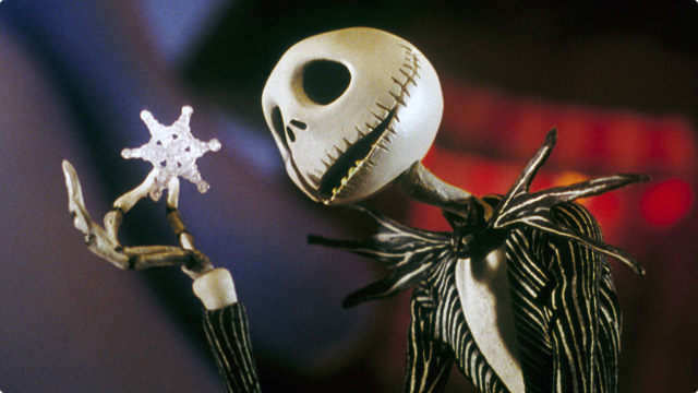 Jack Skellington holding a snowflake from Tim Burton's The Nightmare Before Christmas