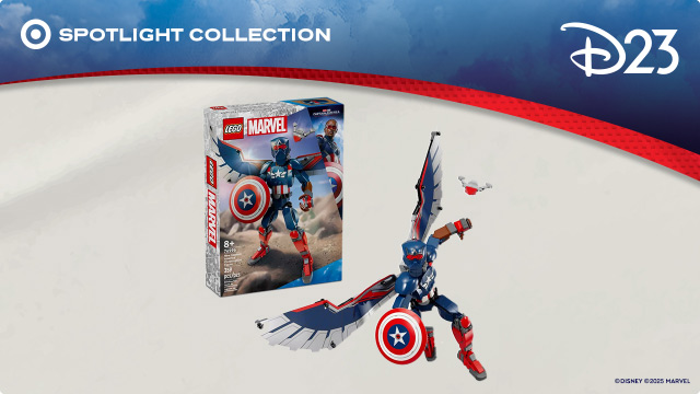 Spotlight Collection. Below a Captain America Brave New World LEGO super hero figure.