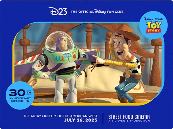 D23 Toy Story 30th Anniversary screening-Buzz Lightyear greets Woody in Andy's room, Autry Museum of the American West on July 26 2025.