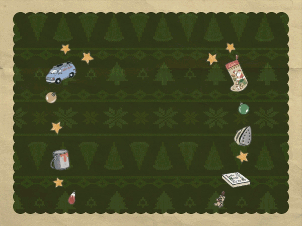 D23 On the Road Artwork celebrating with Home Alone 35th Anniversary, gif reads: Merry Christmas, ya filthy animals.