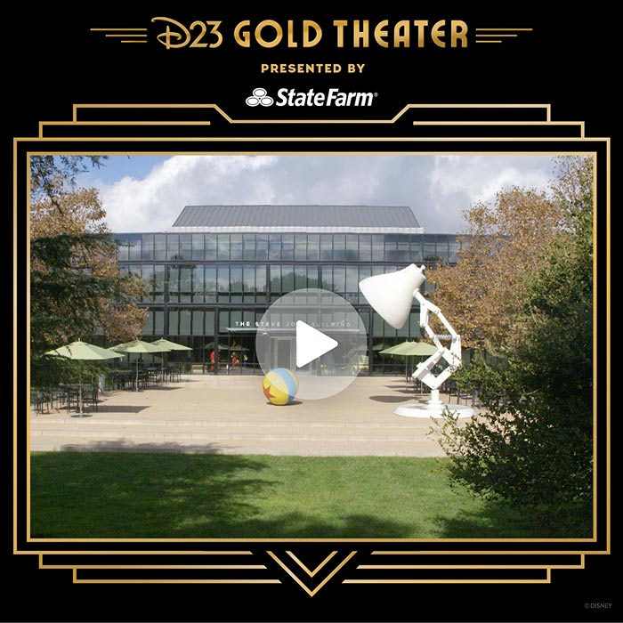 D23 Gold Theater presented by State Farm featuring Pixar's Lumo Jr. lamp and ball.
