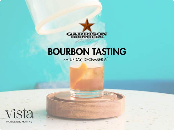 Featuring a chilled bourbon glass, Garrison Brothers' bourbon testing Saturday December 6th.